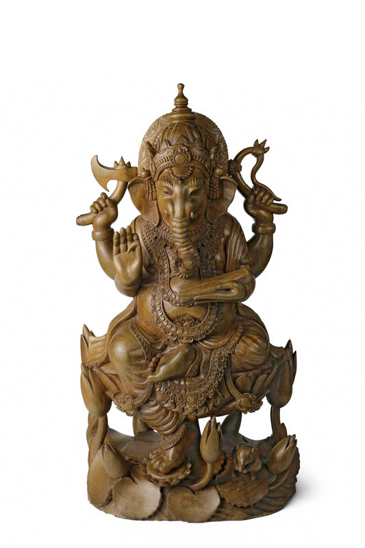 Ganesha Sitting on Lotus with Mouse