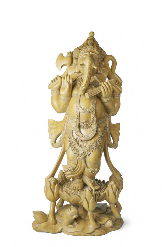 Standing Ganesha with Lotus & Mouse